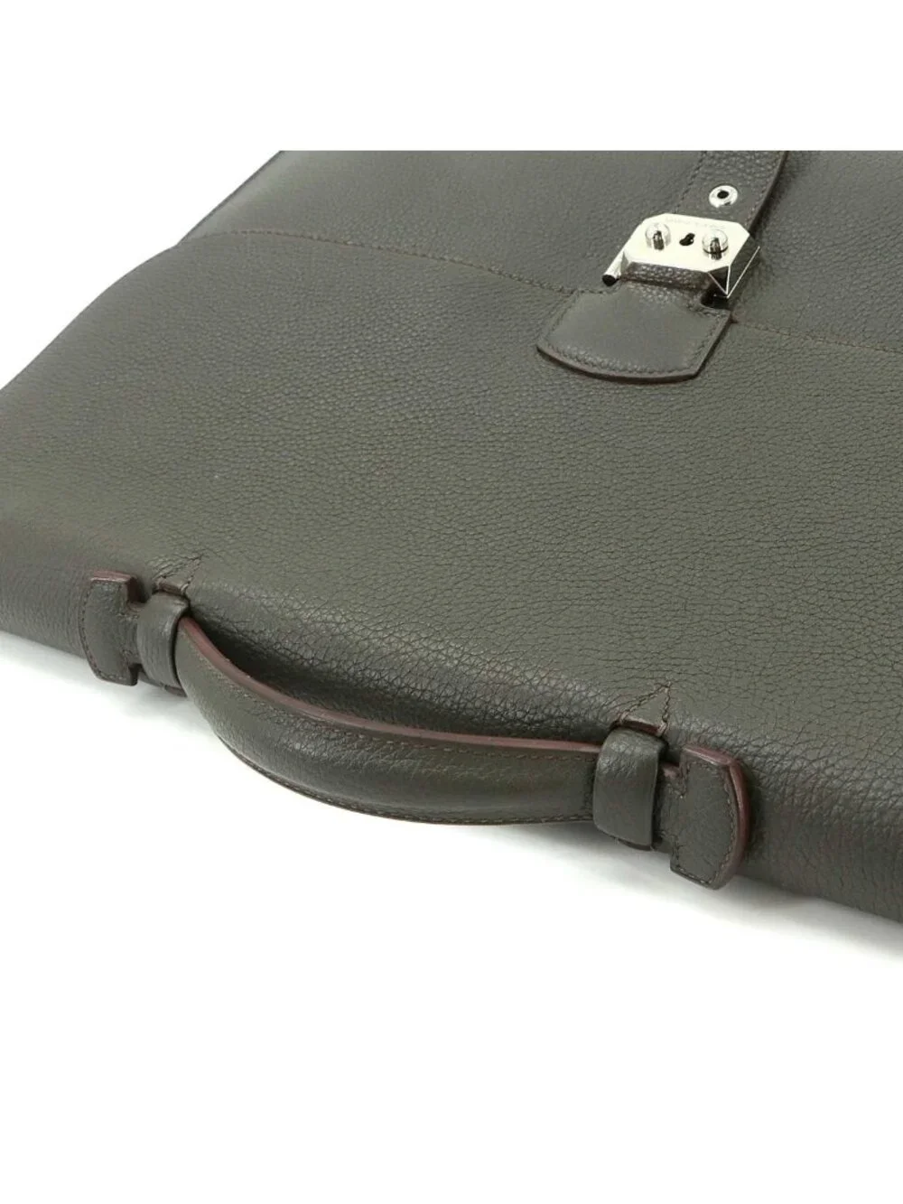 Hermes Sac a Depeche 41 Briefcase Business Togo Vert Grease Etoupe